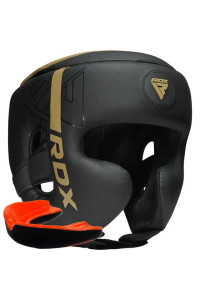 Боксерський шолом RDX F6 KARA Matte Golden M (капа у комплекті)