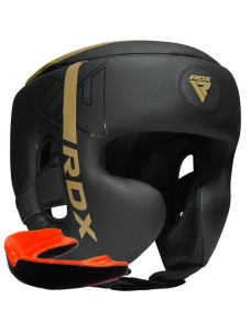 Боксерський шолом RDX F6 KARA Matte Golden M (капа у комплекті)