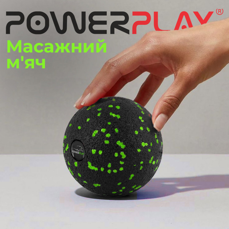 Масажний м*яч PowerPlay PP-4350 Epp Massage Ball (d8) Чорно/Зелений