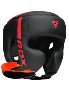 Боксерський шолом RDX F6 KARA Matte Red L (капа в комплекті)