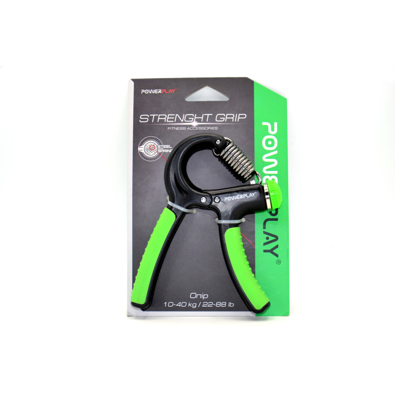 Эспандер кистевой PowerPlay PP-4323 с регулируемой нагрузкой 10-40 кг. Strength Grip Черно-зеленый