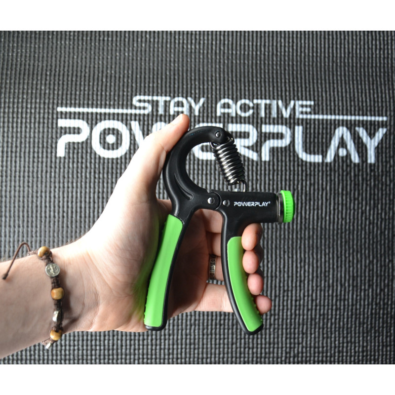 Эспандер кистевой PowerPlay PP-4323 с регулируемой нагрузкой 10-40 кг. Strength Grip Черно-зеленый