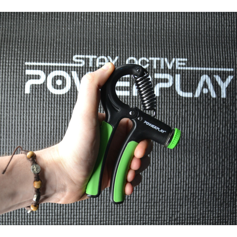 Эспандер кистевой PowerPlay PP-4323 с регулируемой нагрузкой 10-40 кг. Strength Grip Черно-зеленый