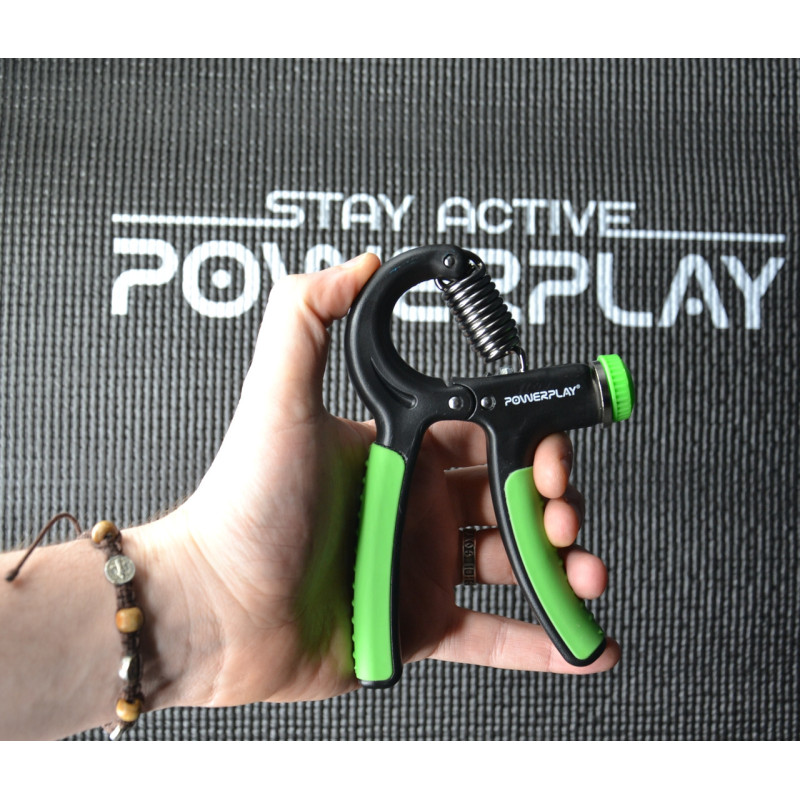 Эспандер кистевой PowerPlay PP-4323 с регулируемой нагрузкой 10-40 кг. Strength Grip Черно-зеленый