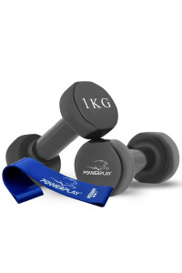 Гантелі вінілові PowerPlay 2 * 1 кг. PP_4121 Чорні (2шт. - пара)