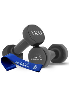 Гантелі вінілові PowerPlay 2 * 1 кг. PP_4121 Чорні (2шт. - пара)