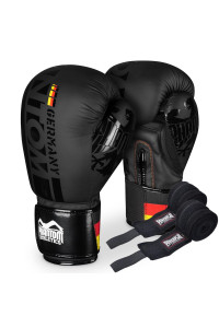 Перчатки для бокса Phantom Germany Black 12 унций (Бинты 4м. в подарок)