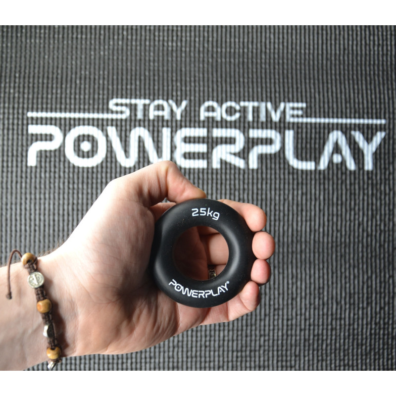 Еспандер кистьовий силіконовий PowerPlay PP-4324 Hand Grip Ring Hard 25 кг. Чорний