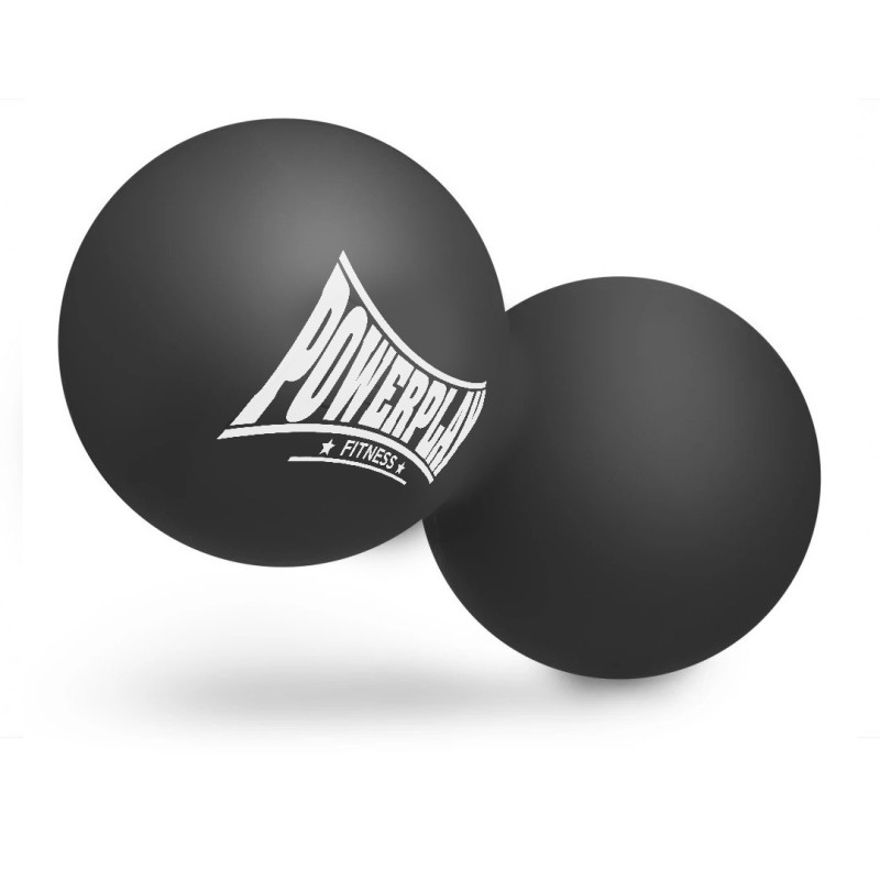 Масажний силіконовий подвійний м*яч PowerPlay PP-4355 Silicone Lacrosse Peanut Ball (6.3*12.6см.) Чорний