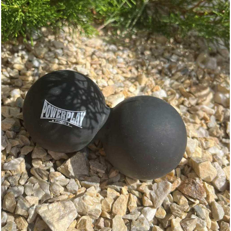 Масажний силіконовий подвійний м*яч PowerPlay PP-4355 Silicone Lacrosse Peanut Ball (6.3*12.6см.) Чорний