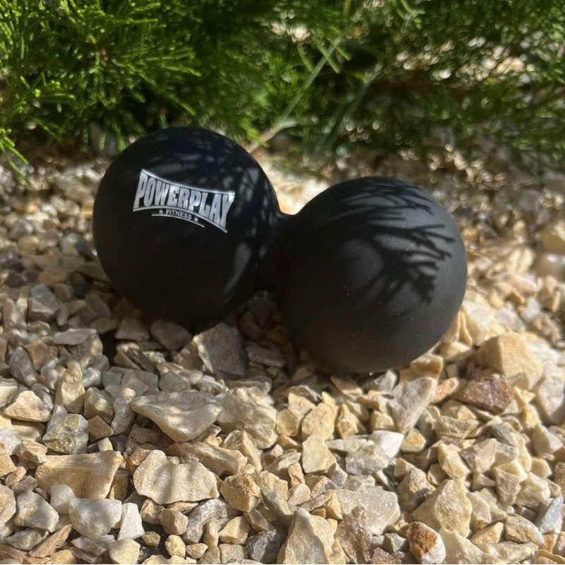 Масажний силіконовий подвійний м*яч PowerPlay PP-4355 Silicone Lacrosse Peanut Ball (6.3*12.6см.) Чорний