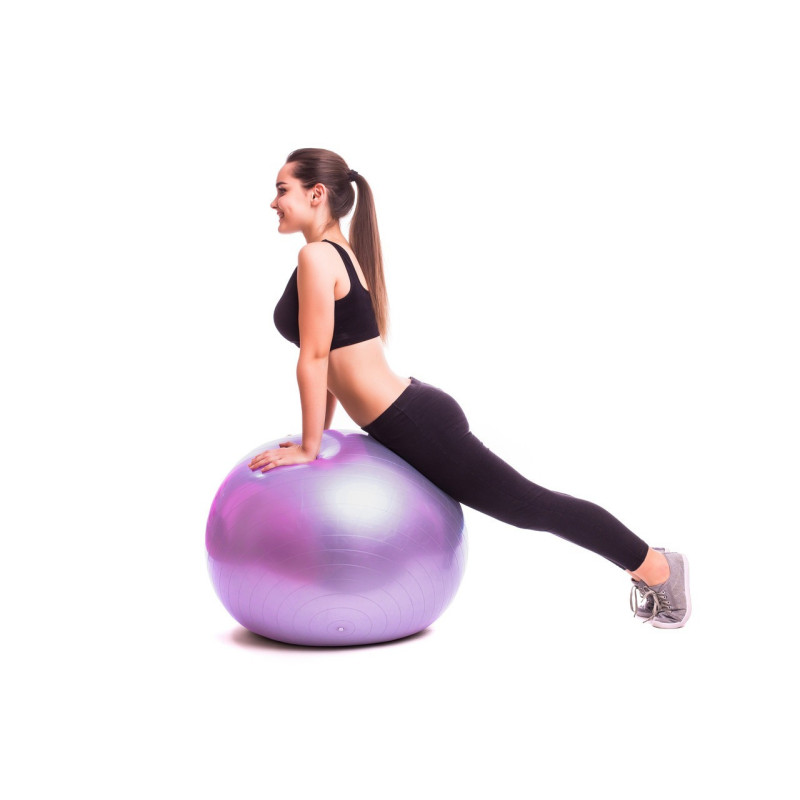 М*яч для фітнесу (фітбол) PowerPlay 4001 ?75 cm Gymball Фіолетовий + помпа