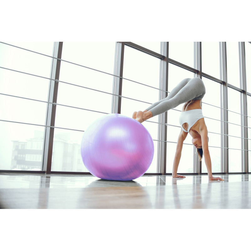 М*яч для фітнесу (фітбол) PowerPlay 4001 ?75 cm Gymball Фіолетовий + помпа