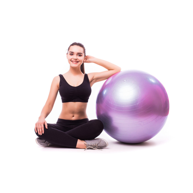 М*яч для фітнесу (фітбол) PowerPlay 4001 ?75 cm Gymball Фіолетовий + помпа