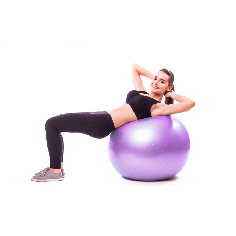 М*яч для фітнесу (фітбол) PowerPlay 4001 ?75 cm Gymball Фіолетовий + помпа
