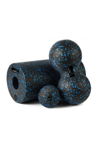 Набір для йоги PowerPlay PP_4008 EPP Foam Roller Set роллер + 2 масажні м*ячі Чорно-синій