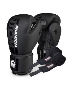 Боксерські рукавиці Phantom APEX Black 12 унцій (Бинти 4м. в подарунок)