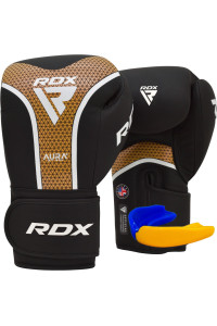 Боксерські рукавиці RDX AURA PLUS T-17 Black Golden 10 унцій (капа в комплекті)