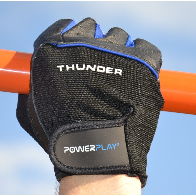 Рукавички для фітнесу PowerPlay 9058 Thunder чорно-сині S