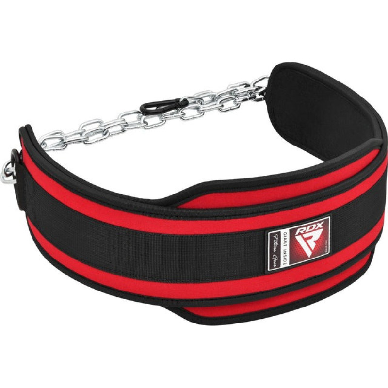 Пояс для обременений с цепью RDX PRO DIPPING BELT 2 LAYER неопреновый Red