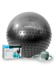 Мяч для фитнеса (фитбол) полумассажный PowerPlay 4003×75 cm Gymball Темно-серый + насос