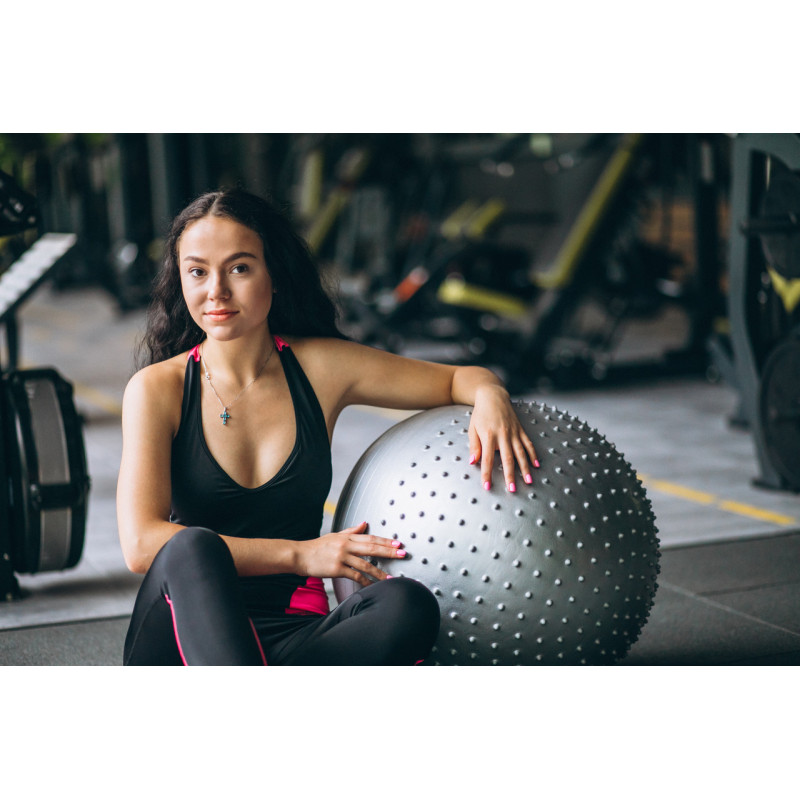 М*яч для фітнесу (фітбол) напівмасажний PowerPlay 4003 ?75 cm Gymball Темно-сірий + помпа