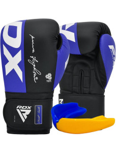 Боксерські рукавиці RDX F4 Boxing Sparring Gloves Hook&Loop BLUE/BLACK 10 унцій (капа у комплекті)