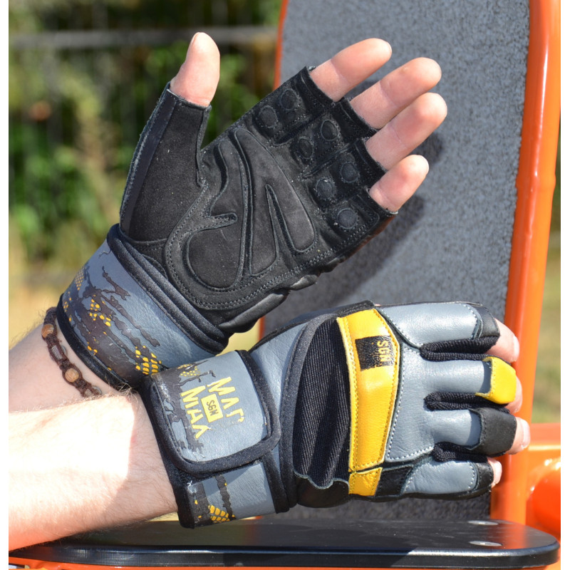 Перчатки для фитнеса MadMax MFG-880 Signature Black/Grey/Yellow M
