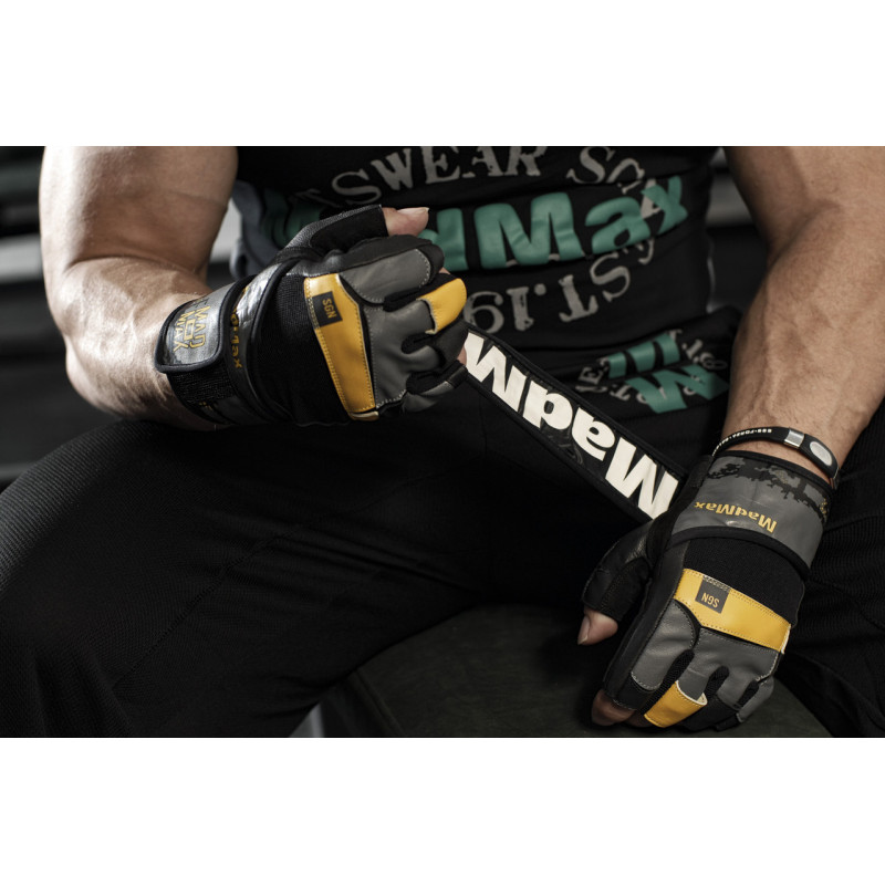 Перчатки для фитнеса MadMax MFG-880 Signature Black/Grey/Yellow M