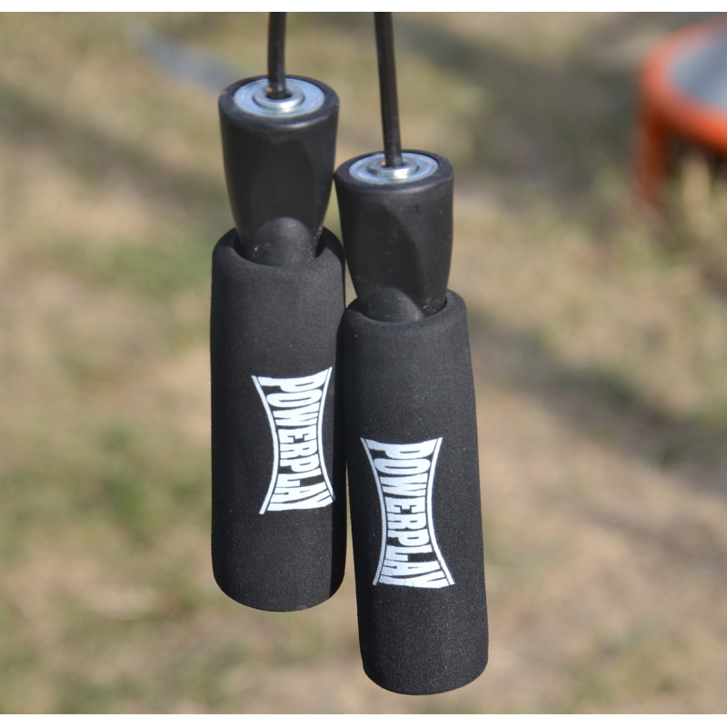Скакалка швидкісна PowerPlay 4211 X ROPE з обтяжувачами (120г*2) Чорна (3м.)