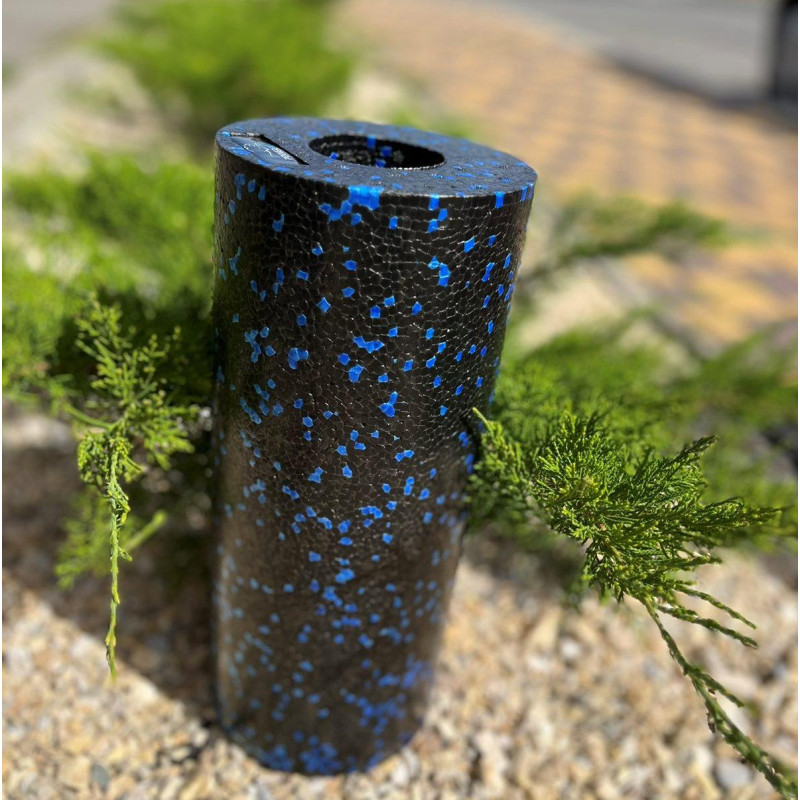 Масажний ролик (роллер) гладкий PowerPlay PP-4347 EPP Foam Roller Чорно/Синій (33x14см.)