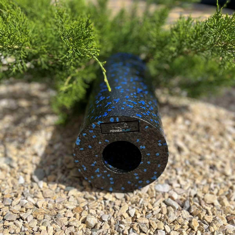 Масажний ролик (роллер) гладкий PowerPlay PP-4347 EPP Foam Roller Чорно/Синій (33x14см.)