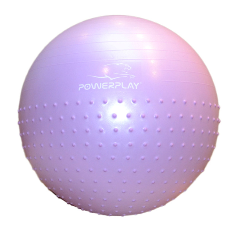 М*яч для фітнесу (фітбол) напівмасажний PowerPlay 4003 ?75 cm Gymball Бузковий + помпа