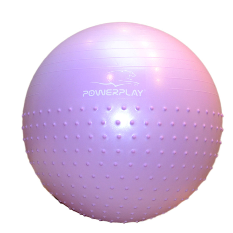М*яч для фітнесу (фітбол) напівмасажний PowerPlay 4003 ?75 cm Gymball Бузковий + помпа