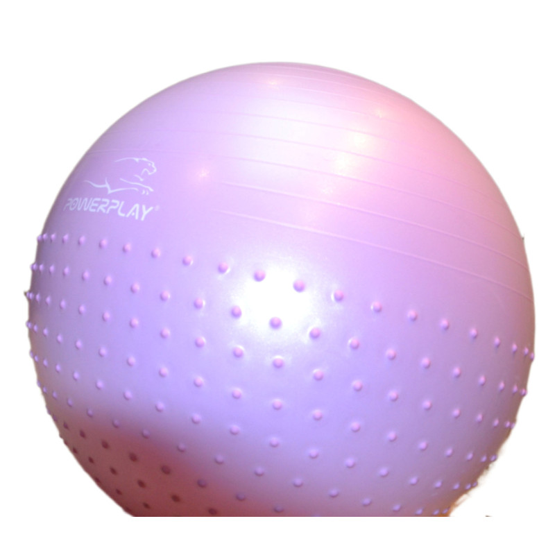 М*яч для фітнесу (фітбол) напівмасажний PowerPlay 4003 ?75 cm Gymball Бузковий + помпа