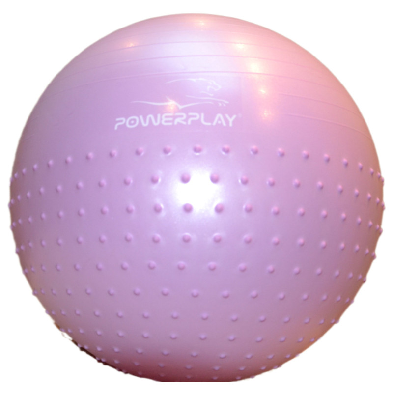 М*яч для фітнесу (фітбол) напівмасажний PowerPlay 4003 ?75 cm Gymball Бузковий + помпа