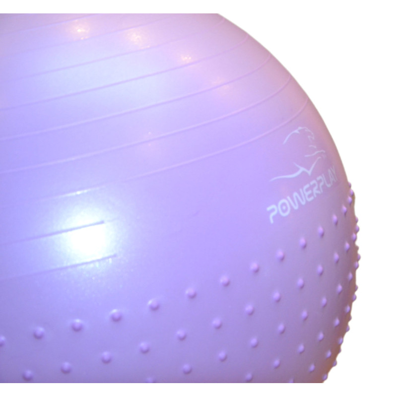 М*яч для фітнесу (фітбол) напівмасажний PowerPlay 4003 ?75 cm Gymball Бузковий + помпа