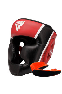 Боксерский шлем RDX AURA PLUS T-17 Red/Black XL (капа в комплекте)