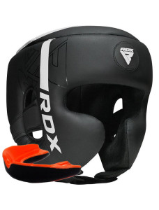 Боксерський шолом RDX F6 KARA Matte WHITE-M (капа у комплекті)