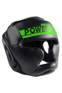 Боксерский шлем тренировочный PowerPlay 3048 Черно-Зеленый XL