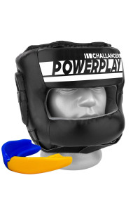 Боксерський шолом тренувальний PowerPlay 3067 з бампером PU + Amara Чорний XL