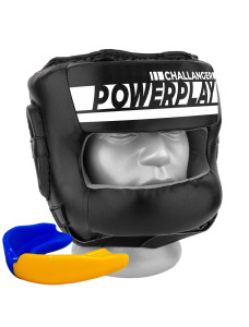 Боксерський шолом тренувальний PowerPlay 3067 з бампером PU + Amara Чорний XL