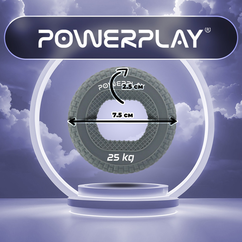 Эспандер кистевой силиконовый PowerPlay PP-4333 Hand Grip Large 25 кг. Серый