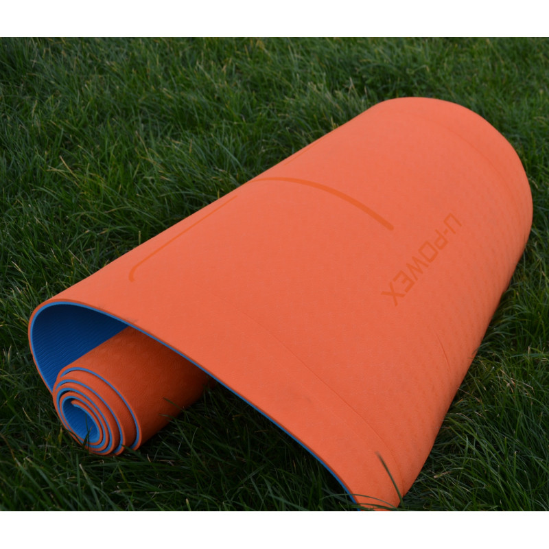 Килимок для йоги та фітнесу U-POWEX TPE Yoga mat Orange/Blue (183х61х0.6)