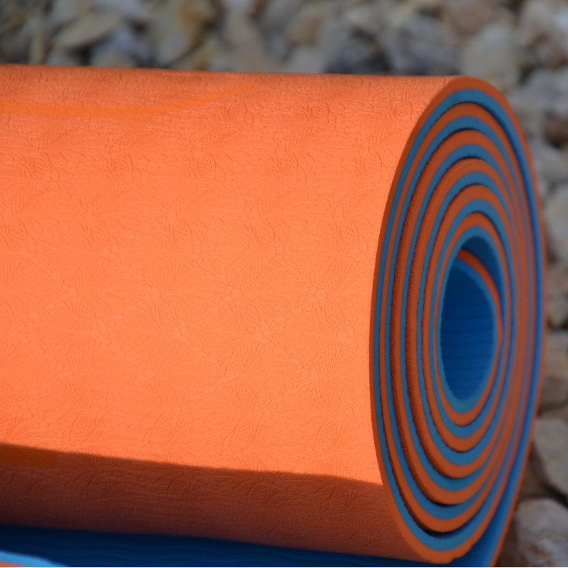Килимок для йоги та фітнесу U-POWEX TPE Yoga mat Orange/Blue (183х61х0.6)