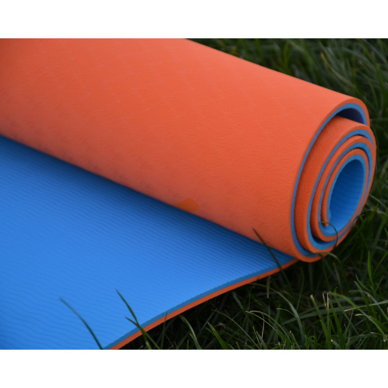 Килимок для йоги та фітнесу U-POWEX TPE Yoga mat Orange/Blue (183х61х0.6)