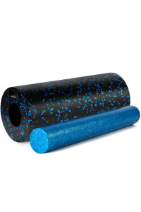 Масажний ролик (роллер) гладкий PowerPlay PP-4348 2 in 1 EPP Foam Roller Чорно/Синій (33x14см.)
