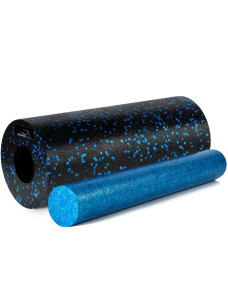 Масажний ролик (роллер) гладкий PowerPlay PP-4348 2 in 1 EPP Foam Roller Чорно/Синій (33x14см.)