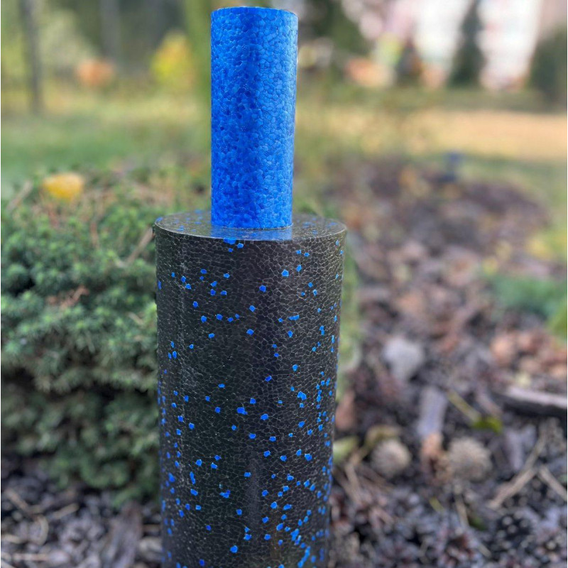 Масажний ролик (роллер) гладкий PowerPlay PP-4348 2 in 1 EPP Foam Roller Чорно/Синій (33x14см.)