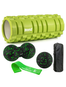 Набор для массажа и йоги PowerPlay PP_4096 (Ролик 3314 + 2 мяча) Green + резинка 5.5 кг.